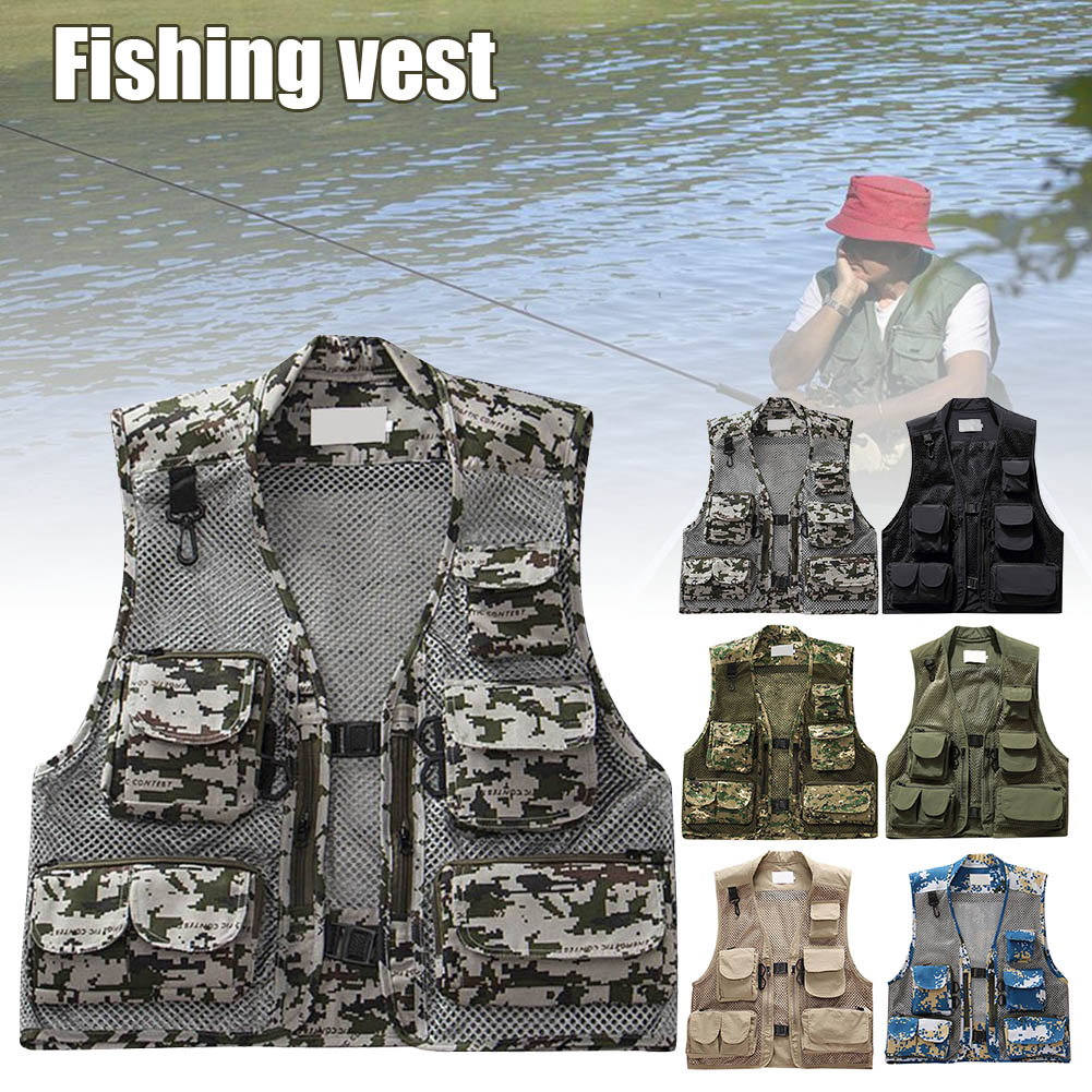 Fishing Vest Jacket - NEW Men Fishing Vest Multi-Pocket Quick