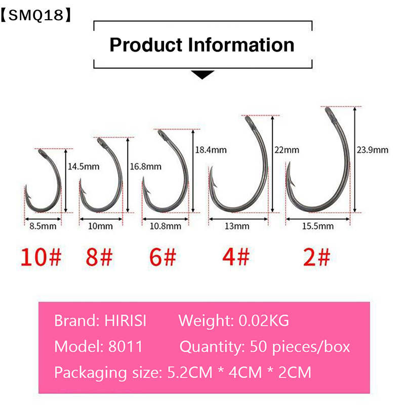 Hirisi 50pcs Boxed  Hooks Barb - Freshwater Fishing Kit ulasan dan harga